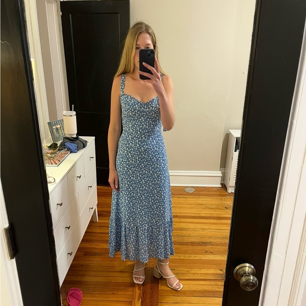Reformation Blue Floral Dress